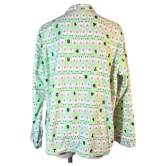 Sleep Tight 2 Piece Flannel Pajama Set Counting Sheep Print Green Size Large - Picture 6 of 10